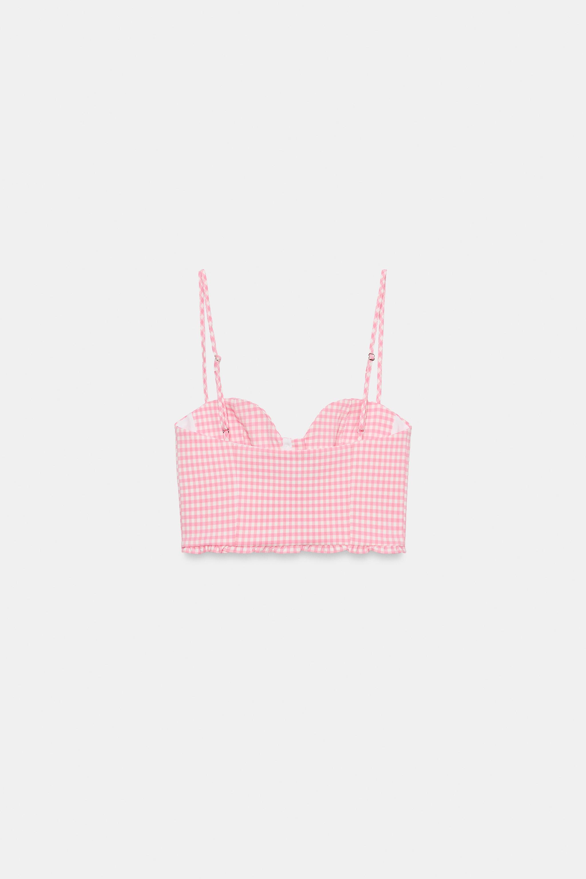 GINGHAM RUFFLED CROP TOP
